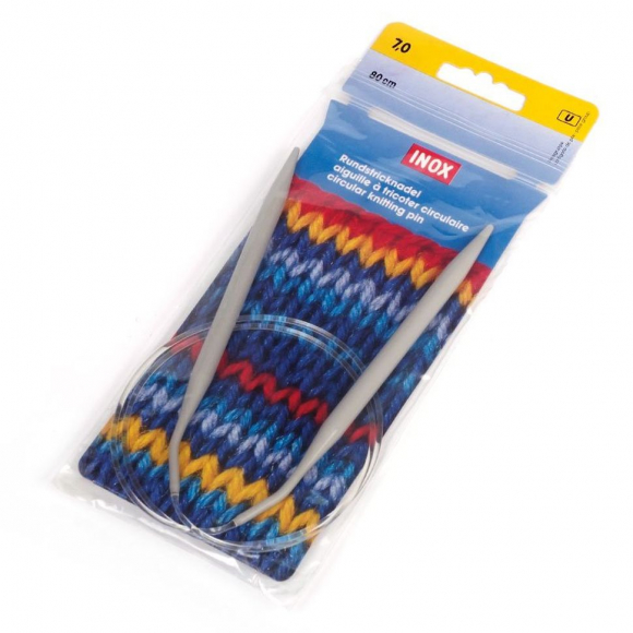 211387 PRYM Спицы круговые для вязания с гибкой прозрачной леской 7мм 80см алюминий уп.1шт