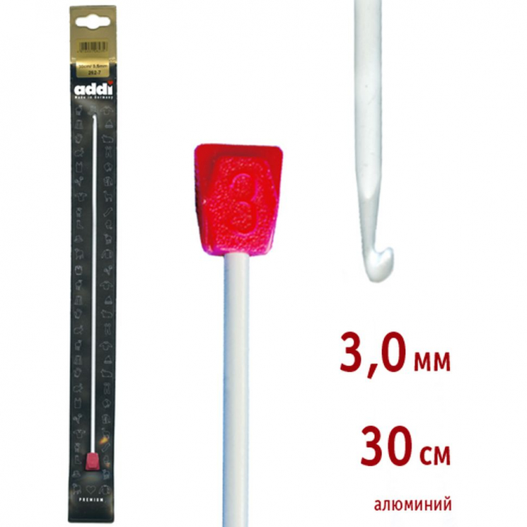 Крючок вязальный "Тунисский" алюминий addiTun tunesische №3 30 см