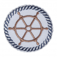 Термоаппликация "Штурвал коричневый с синей веревкой"