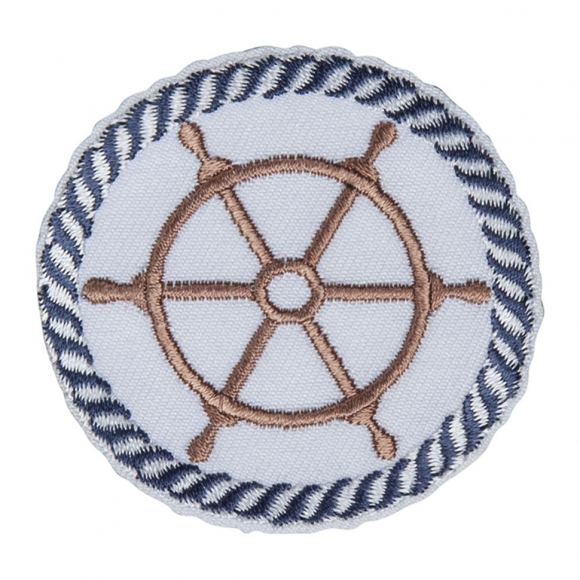 Термоаппликация "Штурвал коричневый с синей веревкой"