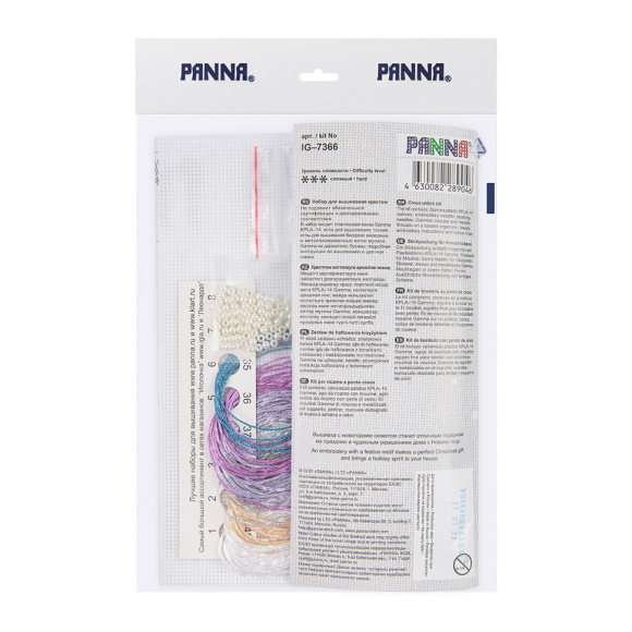 Набор для вышивания PANNA арт. IG-7366 Новогодняя игрушка. Лиловый шар 8,5x8,5 см