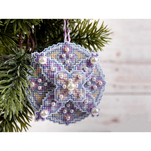 Набор для вышивания PANNA арт. IG-7366 Новогодняя игрушка. Лиловый шар 8,5x8,5 см