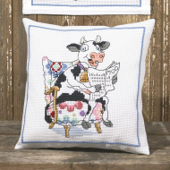 111976_Набор для вышивания подушки "Читающая корова" 111976_Набор для вышивания подушки "Читающая корова"