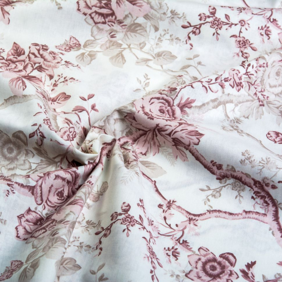 Ткань ранфорс Розы моно, арт.WH 9935-v22, 130г/м?,100% хлопок, шир.240см, цв.пыльная роза, уп.3м