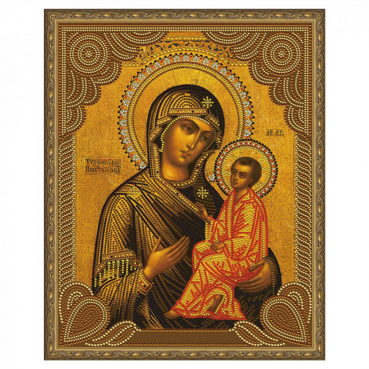 Картина 5D мозаика с нанесенной рамкой Molly арт.KM0798 Тихвинская Божия Матерь (11 цветов) 40х50 см