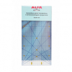 Линейка для пэчворка ALFA AF-3015 15х30см антискользящая