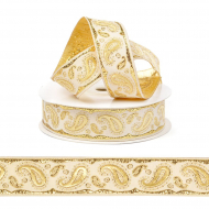 Лента (тесьма) жаккардовая арт.VB.1082215 шир. 22мм цв.белый/желтый уп.10 м