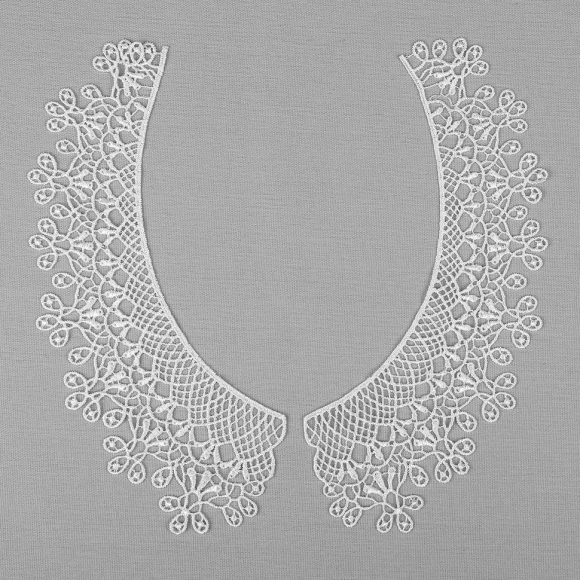 Воротник гипюр KRUZHEVO арт.TR.24GY11 25х7см цв.белый уп.50 комп