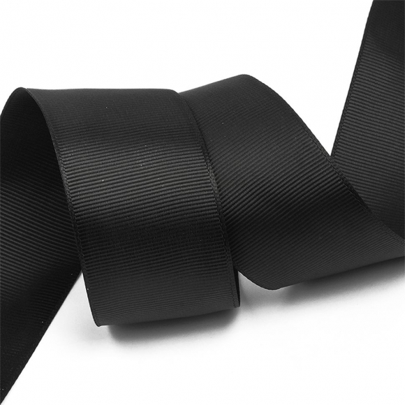 Лента Ideal репсовая в рубчик шир.38мм цв. 030 черный уп.27,4м