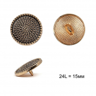 Пуговицы металлические С-ME342 цв.золото 24L-15мм, на ножке, 24шт