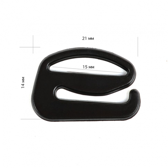 Крючок для бюстгальтера пластик TBY-82643 d15мм, цв.черный, уп.100шт