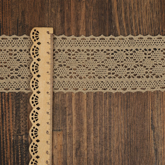 Тесьма вязаная KRUZHEVO 60мм TBY-3014 цв.F307 лен уп.10м