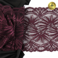 Кружево-стрейч KRUZHEVO арт.TBY.40039 шир.185мм цв.076 сливовое вино уп.25м