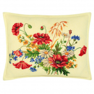 6766_Набор для вышивания подушки "Васильки и маки"