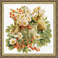 Рисунок на ткани (Бисер) КОНЁК арт. 8446 Зайчики 25х25 см
