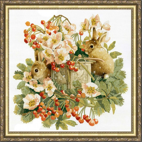 Рисунок на ткани (Бисер) КОНЁК арт. 8446 Зайчики 25х25 см