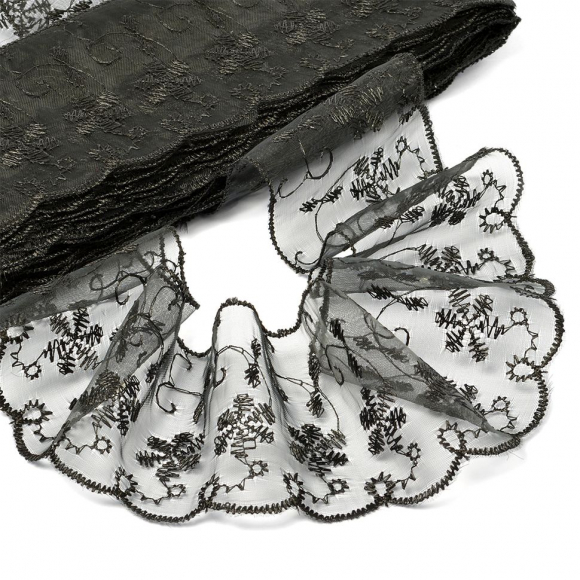 Кружево капрон KRUZHEVO арт.TBY 30011 шир.65мм цв.039 черный уп.13,7м