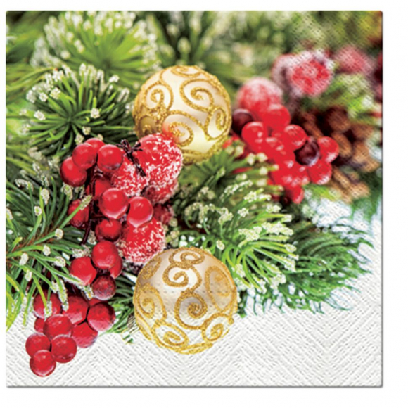 176460_Салфетки трехслойные для декупажа, коллекция "Lunch"  PAW Decor Collection "Еловая композиция"