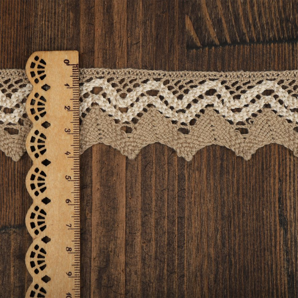 Кружево хлопковое KRUZHEVO 37 мм TR.K-108122 цв.03 бежевый с кремом уп.5м