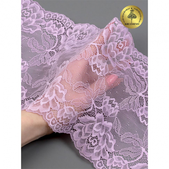 Кружево-стрейч KRUZHEVO арт.TBY.L838 шир.180мм цв.165 нежная сирень уп.25м