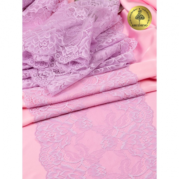 Кружево-стрейч KRUZHEVO арт.TBY.L838 шир.180мм цв.165 нежная сирень уп.25м