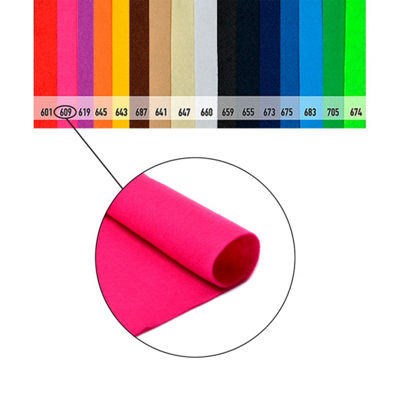 Фетр в рулоне жесткий Magic 4 Hobby 1мм 100см арт.FLT-H2 уп.1м цв.609 ярк.розовый