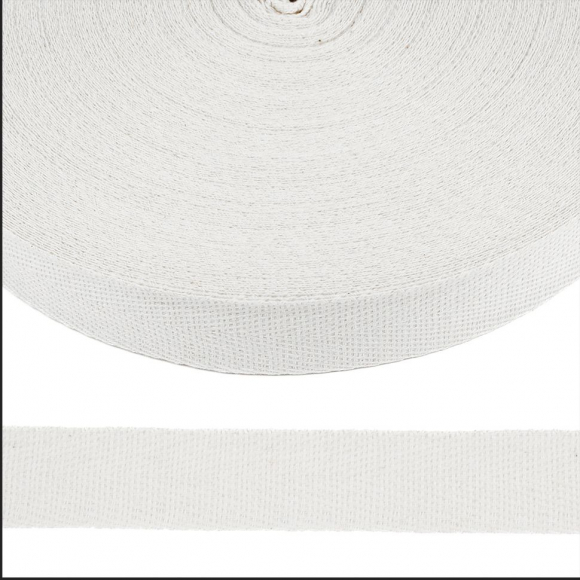 Тесьма киперная 22 мм хлопок 1,8г/см арт.12.2С-257К.22.БЕЛ цв.003 уп.50м