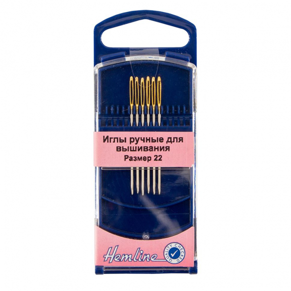 68918_Иглы для вышивания с закруглённым кончиком в пластиковом контейнере №22, 6 шт