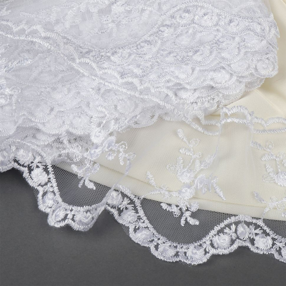 Кружево на жесткой сетке Exclusive арт.TBY 3BS824K шир.85мм цв.01 белый уп.13,71м