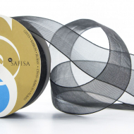 32058_Лента органза SAFISA мини-рулон, 25 мм, 2,5 м, цвет 01, черный