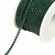 Цепь со стразами арт.TBY.06.SS10-10D, цв.DARK.GREEN/DARK GREEN, 3 мм, уп.10 м