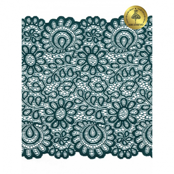 Кружево-стрейч KRUZHEVO арт.TBY.YSTL00839 шир.205мм цв.07 зеленый уп.25м
