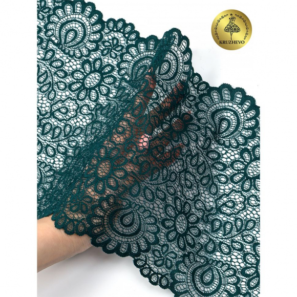 Кружево-стрейч KRUZHEVO арт.TBY.YSTL00839 шир.205мм цв.07 зеленый уп.25м