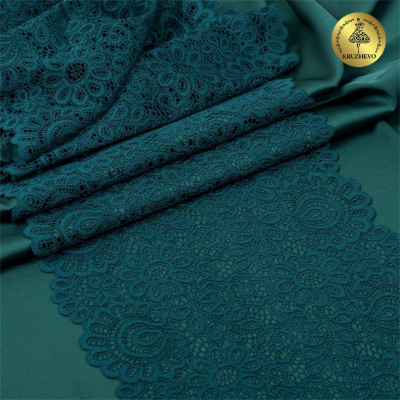Кружево-стрейч KRUZHEVO арт.TBY.YSTL00839 шир.205мм цв.07 зеленый уп.25м