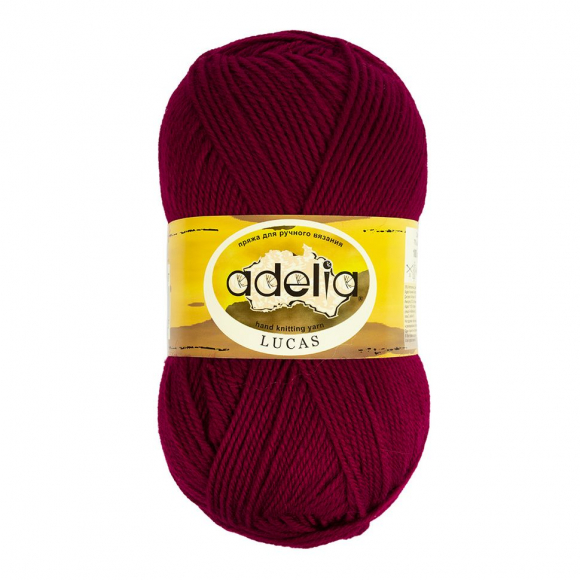 Пряжа ADELIA LUCAS (70% шерсть, 30% акрил) 5х100г/218м цв.07 бордовый