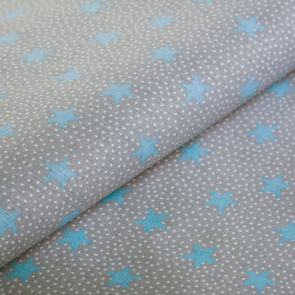 Ткань ранфорс Звездопад, арт.WH 2929-v06, 130г/м?,100% хлопок, шир.240см, цв.серый/голубой, рул.30м