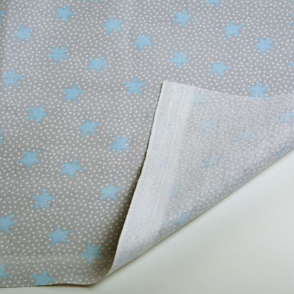 Ткань ранфорс Звездопад, арт.WH 2929-v06, 130г/м?,100% хлопок, шир.240см, цв.серый/голубой, рул.30м