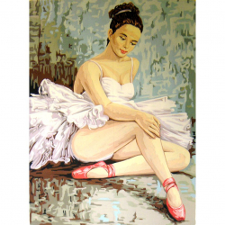 13849_Канва жесткая с рисунком "Балерина, разминающая колено"