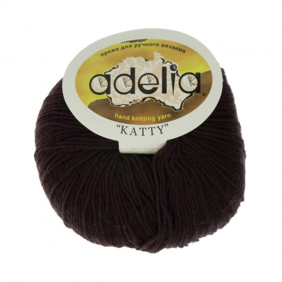 Пряжа ADELIA KATTY (100% шерсть) 10х50г/150м цв.10 т.коричневый