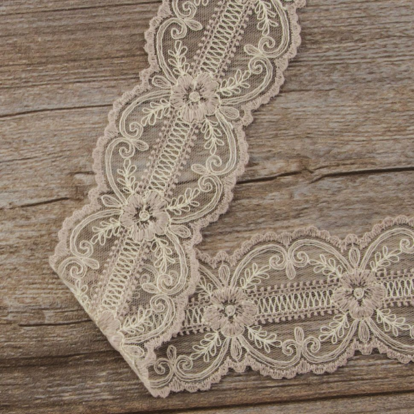 185622_Вышивка на тюле, 60 мм, цвет розовый