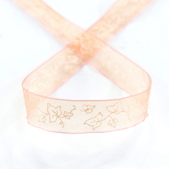 Лента органза с рисунком SAFISA, 15 мм, 15 м, цвет розовый