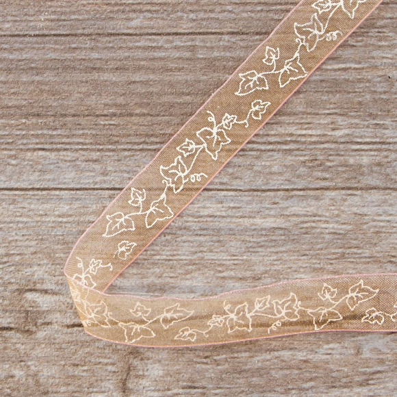 Лента органза с рисунком SAFISA, 15 мм, 15 м, цвет розовый