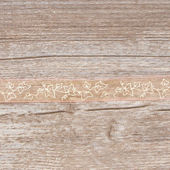 Лента органза с рисунком SAFISA, 15 мм, 15 м, цвет розовый