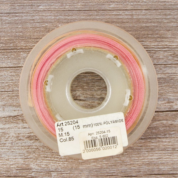 Лента органза с рисунком SAFISA, 15 мм, 15 м, цвет розовый