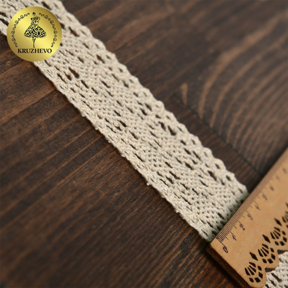 Тесьма вязаная KRUZHEVO 40мм TBY.6211 цв.01 натуральный уп.25м