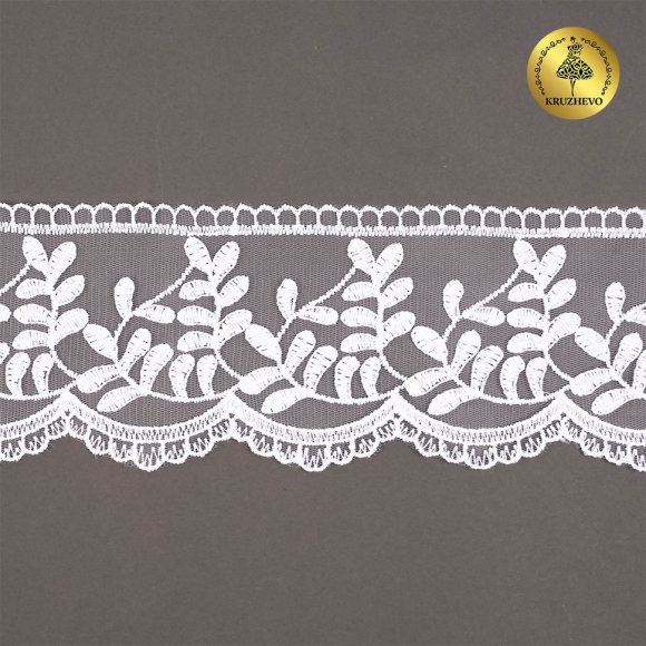 Кружево на сетке KRUZHEVO арт.TBY.40474 шир.85мм цв.01 белый уп.13,7м
