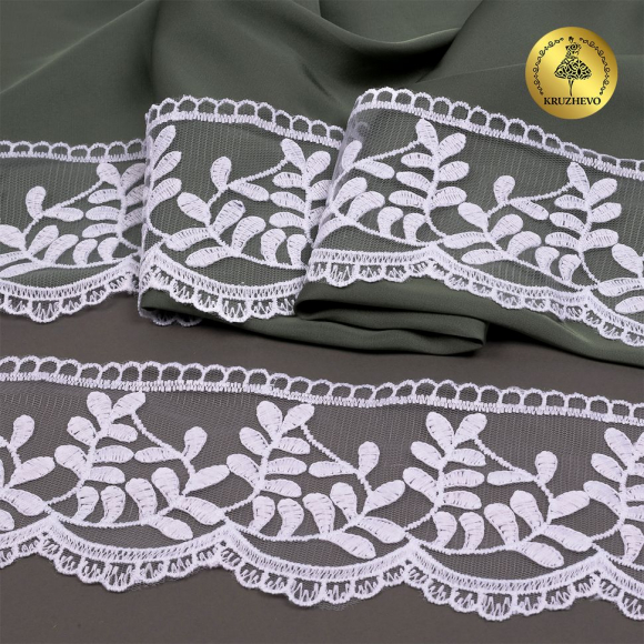 Кружево на сетке KRUZHEVO арт.TBY.40474 шир.85мм цв.01 белый уп.13,7м
