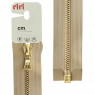 50850_Молния металл, Gold, разъёмная 1 замок, на атласной тесьме, 6 мм, 70 см, цвет 2230, бежевый