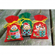 Набор для вышивания VERVACO арт.PN-0155943 Мешочки (саше) Рождественские Совы 8х12 см