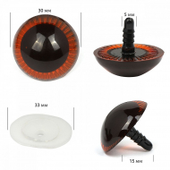 Глаза живые 30мм с фиксатором арт.НК.11348 цв.коричневый уп.30шт